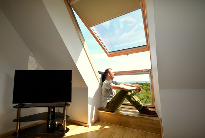 Wohnzimmer: Dachfenster mit Südblick